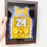 Framed Jersey Floral Tribute, Wooden Dried Flower Shadow Box Frame, (Completed artcial)