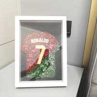 Framed Jersey Floral Tribute, Wooden Dried Flower Shadow Box Frame, (Completed artcial)